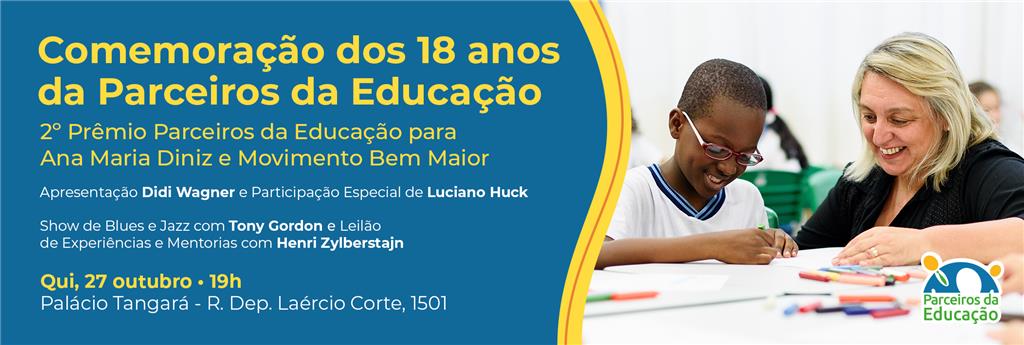 Banner de Comemoração dos 18 anos da Parceiros da Educação